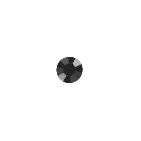 Chaton, glass rhinestone, jet, foil back, 7.93-8.16mm faceted round, SS38. Sold per pkg of 12. image number 0