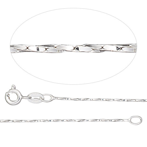 Chain, Gossamer™, sterling silver, 0.65mm twisted cable, 16 inches with springring clasp. Sold individually. image number 0