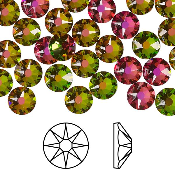 Flat back 144pk crystal vitrail medium foil back, Swarovski® 7.07-7.27mm rose round SS34 2088 image number 0