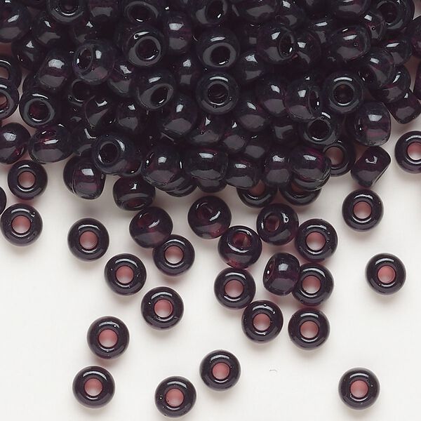Seed bead, Miyuki, glass, pkg/25g, #6 rocaille, transparent extra dark smoky amethyst (RR-2402). image number 0