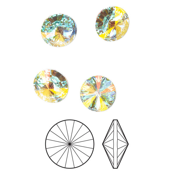 Chaton 4pk crystal AB foil back, Preciosa MAXIMA Czech crystal rhinestone 16mm rivoli image number 0
