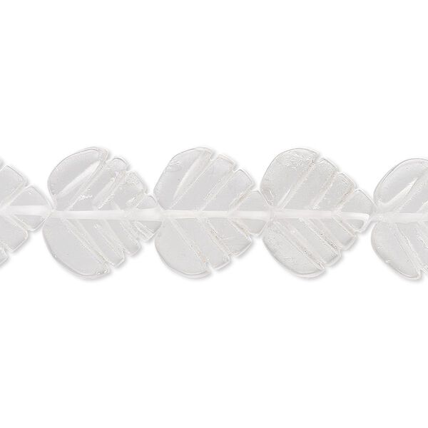 Quartz crystal 1pkg1, frosted hand-cut carved leaf bead natural B- grade, 15.5-16 inch 11x9mm-14x12mm image number 0