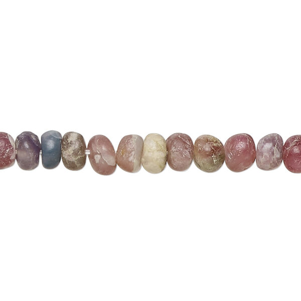 Pink tourmaline / grey tourmaline 1pkg1, hand-cut rondelle bead natural 14 inch 5x3mm-6x4mm image number 0
