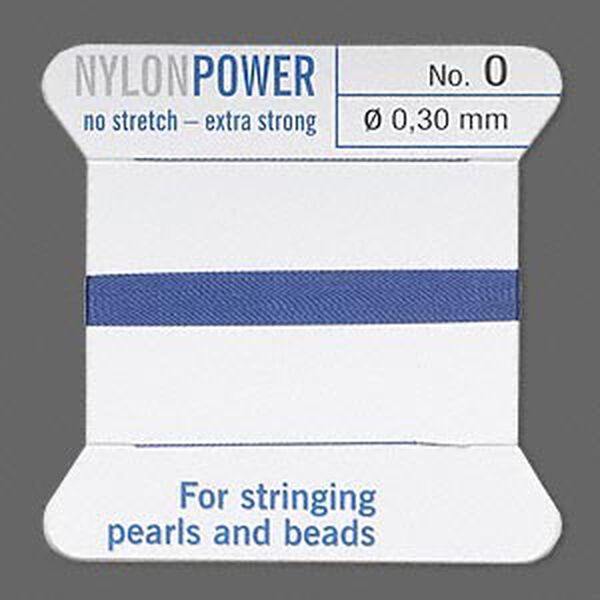 Thread, Griffin, nylon, blue, size #0. Sold per 2-meter card (approximately 78 inches). image number 0