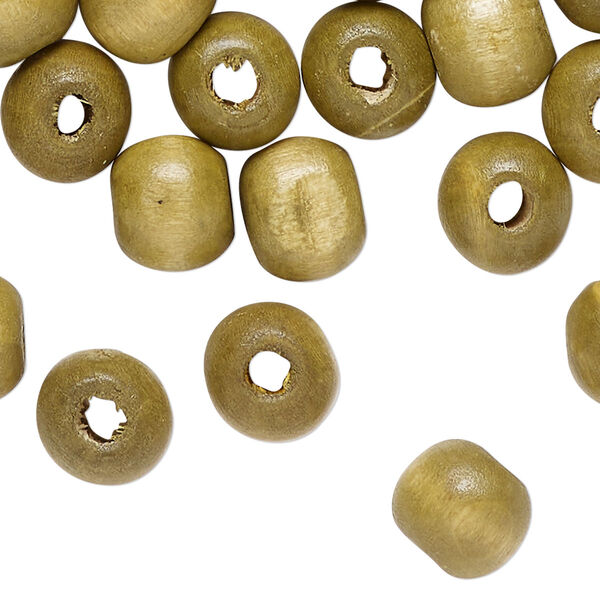 Bead, wood (dyed/waxed), light khaki, 10mm round. Sold per 3-ounce pkg, approximately 309 beads. image number 0