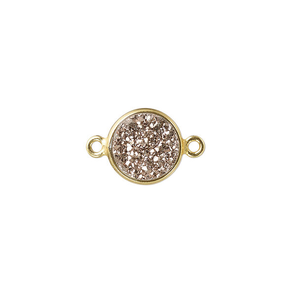 Druzy agate / sterling silver 1pkg1, electrocoated gold finished hand-cut flat round link 11mm image number 0