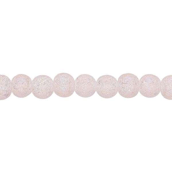 Bead, coated glass, translucent matte pink AB, 5-6mm uneven round. Sold per 15-1/2" to 16" strand. image number 0