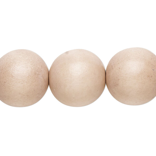Bead, Taiwanese cheesewood (dyed / waxed), light mauve, 15-16mm round. Sold per 15-1/2" to 16" strand. image number 0