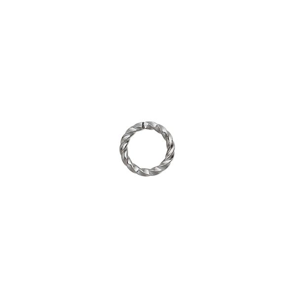 Jump ring, gunmetal-plated brass, 8mm twisted round, 5.8mm inside diameter, 16 gauge. Sold per pkg of 500. image number 0