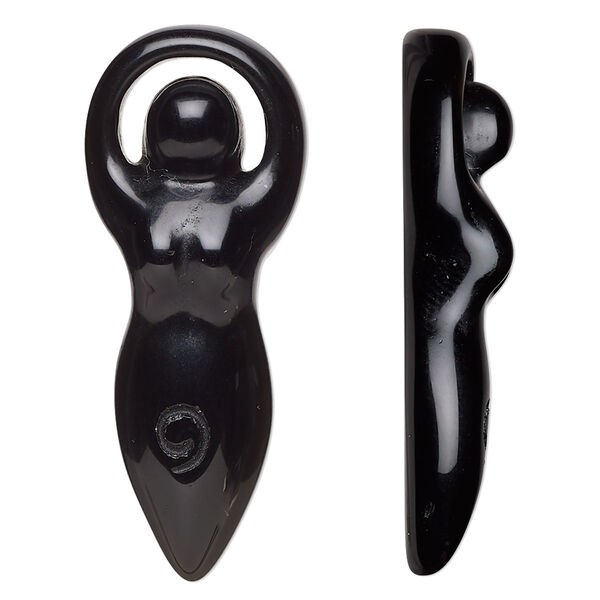 Black onyx 1pkg1, hand-cut undrilled goddess focal 39x15mm-40x16mm image number 0