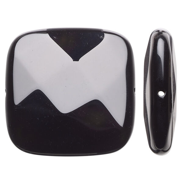 Black onyx 1pkg1, faceted flat square bead B grade, 40mm image number 0