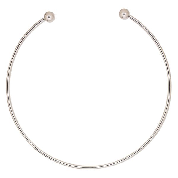 Neckwire, silver-plated steel, 2.5mm wide with 8mm ball end, 12 inches. Sold individually. image number 0