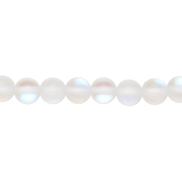 Bead, iridescent glass, translucent matte clear, 6mm round. Sold per 15-1/2" to 16" strand. image number 0