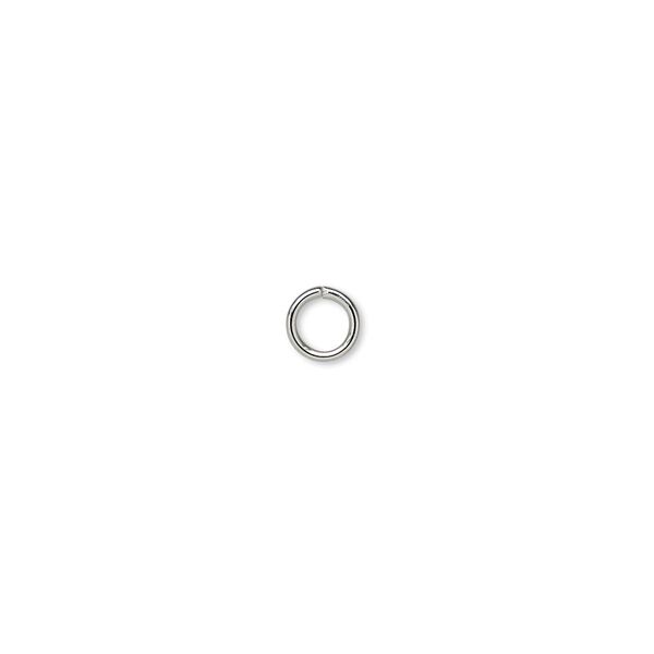 Jump ring, silver-plated brass, 5mm round, 3.4mm inside diameter, 20 gauge. Sold per pkg of 100. image number 0