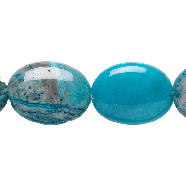 Crazy lace agate 1pkg1, puffed oval bead 15.5-16 inch 20x15mm image number 0