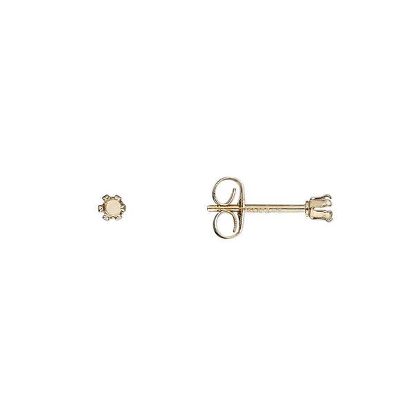Earstud 1pkg4 Snap-Tite® 14Kt gold-filled, 2mm round 6-prong setting / earnuts, 2 pair image number 0