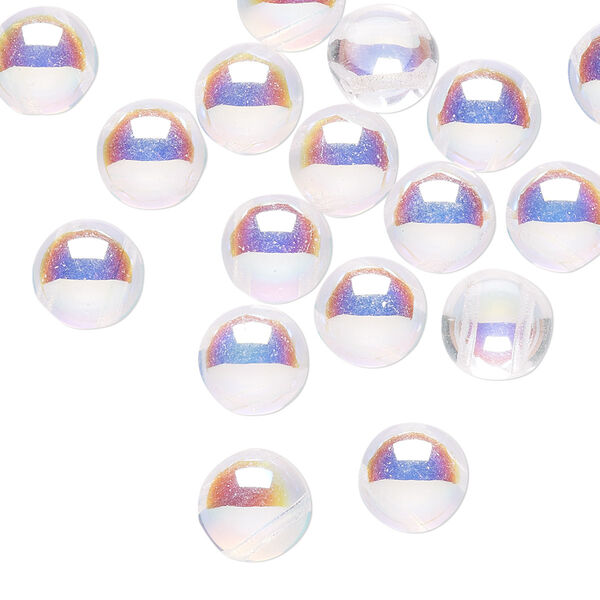 Bead, Preciosa Candy™, Czech pressed glass, transparent clear AB, 8mm candy with (2) 0.8-0.9mm holes. Sold per pkg of 20. image number 0