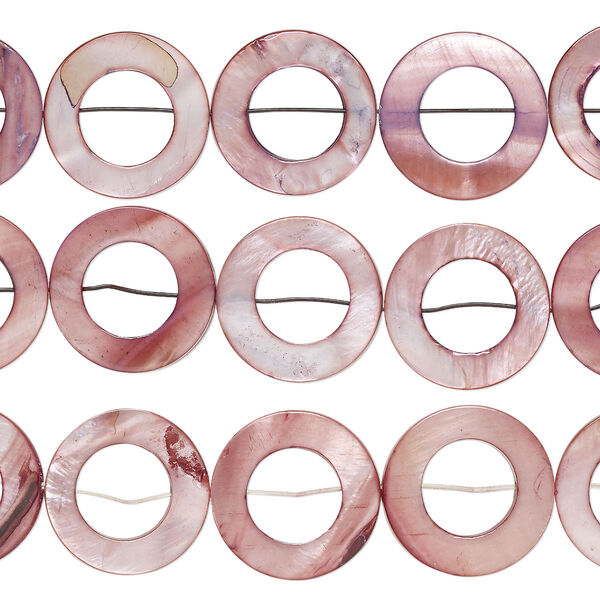 Bead, mother-of-pearl shell (dyed), light plum, 20mm donut, Mohs hardness 3-1/2. Sold per 15-inch strand, approximately 20 beads. image number 0