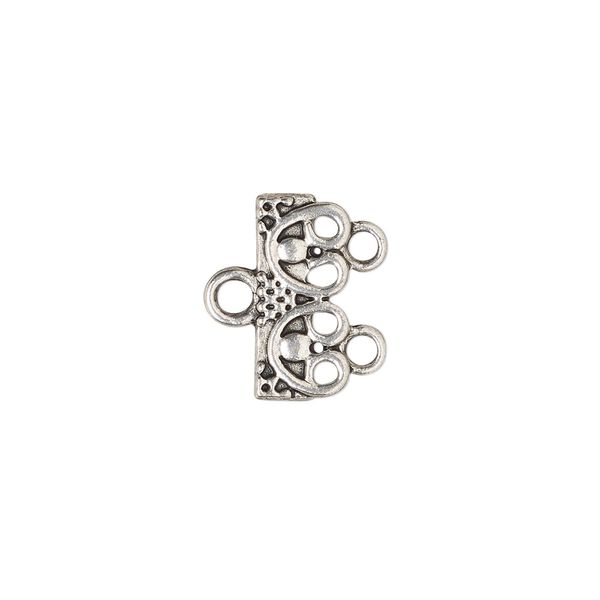 End bar, antique silver-finished "pewter" (zinc-based alloy), 16x7mm single-sided design with 2 loops, 8mm between loops. Sold per pkg of 12. image number 0