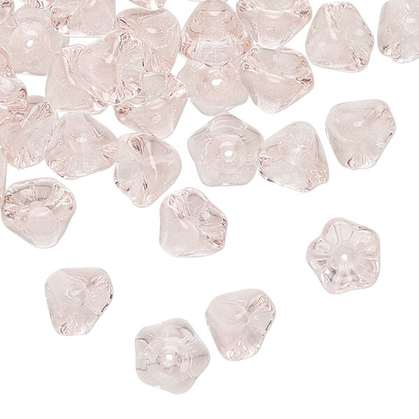 Czech pressed glass 1pkg80, flower bead light rose 8.5x6.5mm image number 0