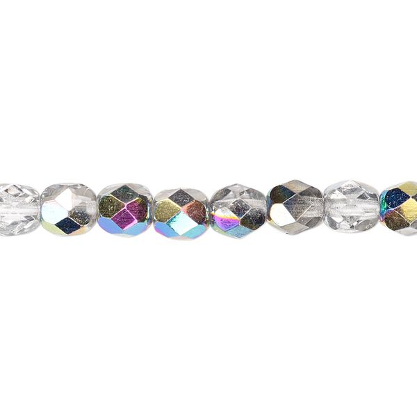 Bead, Czech fire-polished glass, translucent to transparent clear vitrail, 6mm faceted round. Sold per pkg of 1,200 (1 mass). image number 0