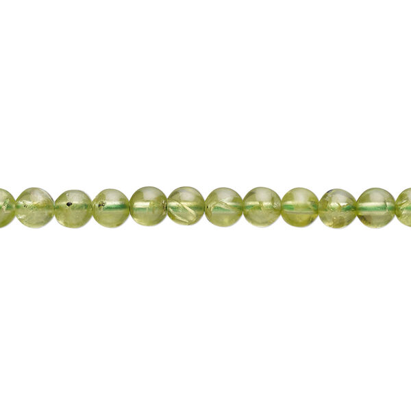 Peridot 1pkg1, round bead natural 15.5-16 inch 4mm image number 0