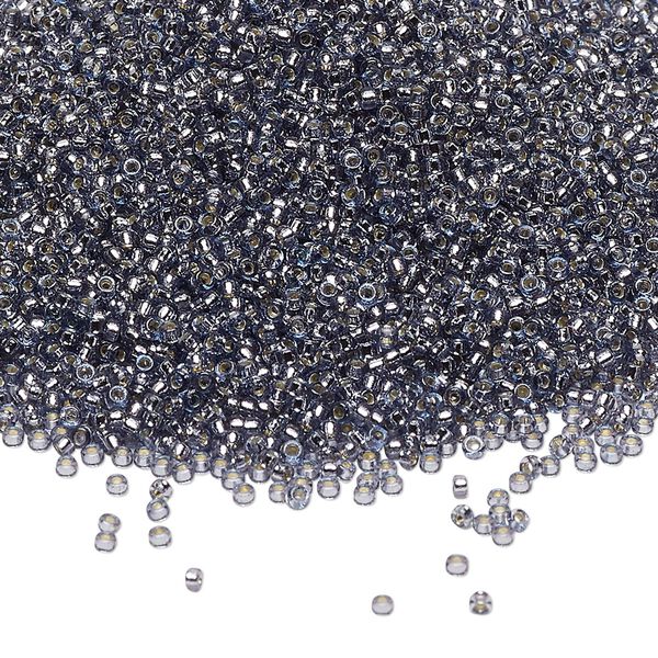 Seed bead, Miyuki, glass, pkg/35g, #15 rocaille, Duracoat® transparent silver-lined prussian blue, (RR-4276). image number 0