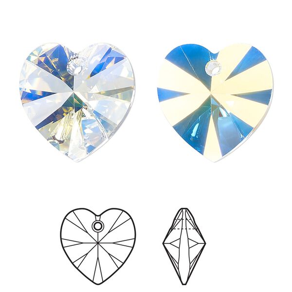 Drop 2pk crystal AB, Crystal Passions® 18mm pendant heart 6228 image number 0