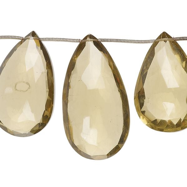 Golden quartz 1pkg7, hand-cut top-drilled faceted puffed teardrop bead 29x19mm-41x22mm image number 0