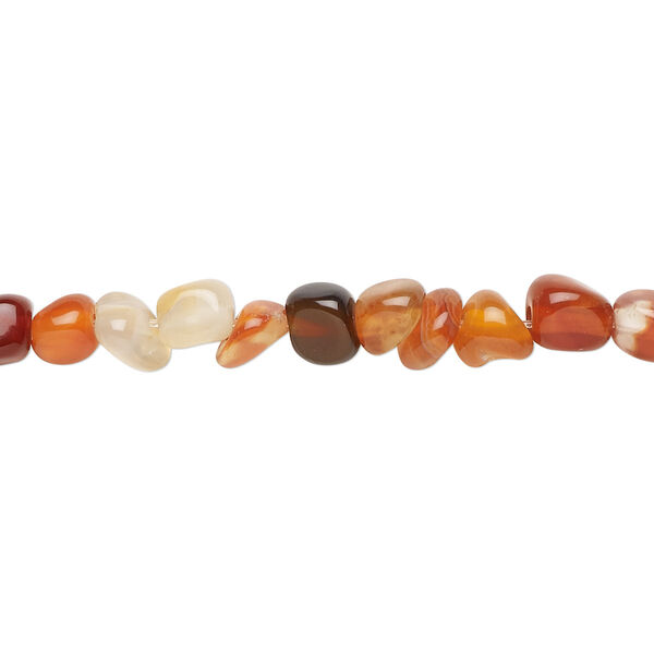 Red agate 1pkg1, pebble bead B grade, 15.5-16 inch small image number 0