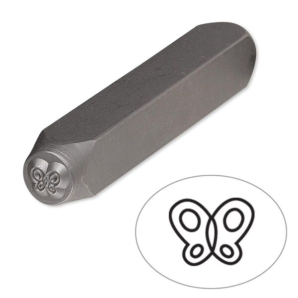 Stamp punch, tempered chrome vanadium steel, 6x4.5mm butterfly, 2-3/4 x 3/8 inches. Sold individually. image number 0