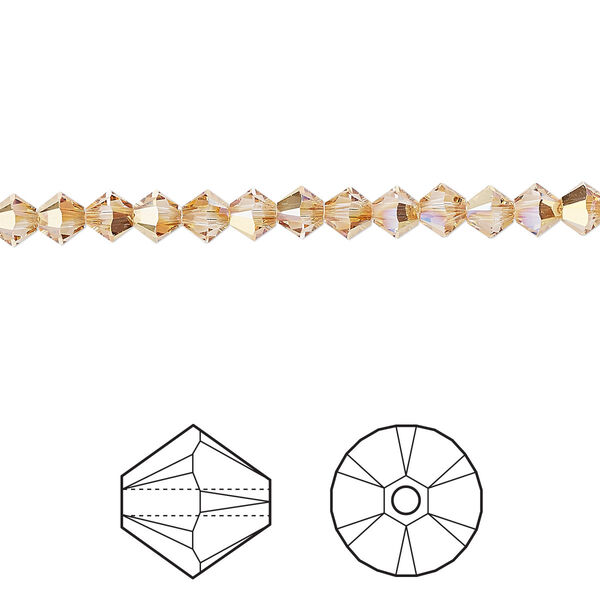 Bead 48pk crystal metallic sunshine, Crystal Passions® 4mm bicone 5328 image number 0