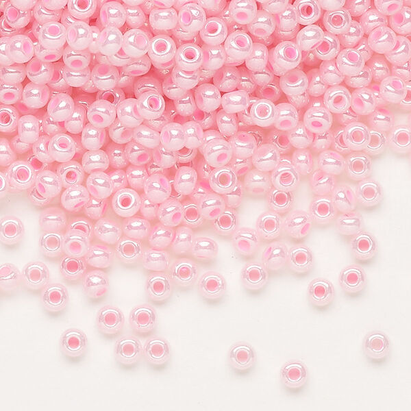 Seed bead, Preciosa Ornela Czech glass, pkg/500g, #8 rocaille, opaque luster pastel pink, (37173). image number 0