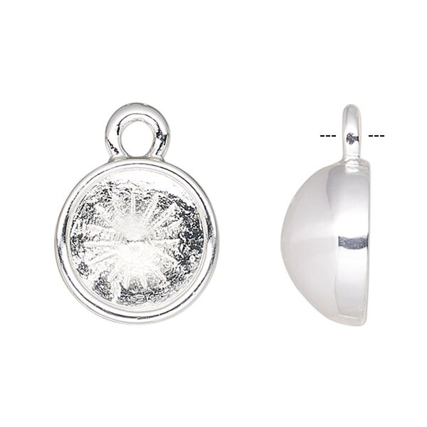 Drop, Almost Instant Jewelry®, silver-plated "pewter" (zinc-based alloy), 10mm round with SS38 chaton setting. Sold individually. image number 0