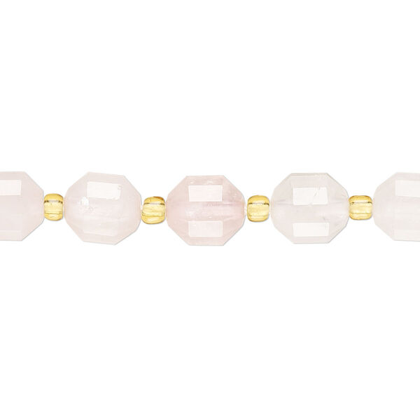 Rose quartz 1pkg1, hand-cut faceted drum bead 8 inch 8mm image number 0
