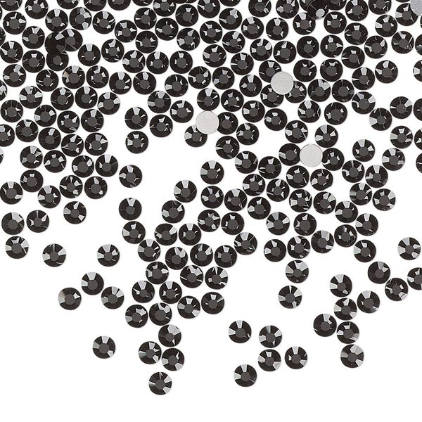 Flat back, Dance With Me™ crystal rhinestone, jet, foil back, 2.3-2.5mm rose, SS8. Sold per pkg of 144 (1 gross). image number 0