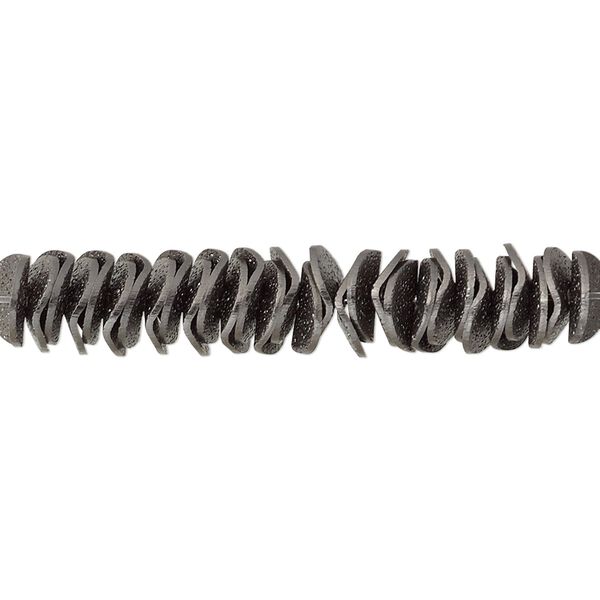 Bead, gunmetal-plated brass, 6x2mm-8x2mm textured wavy rondelle. Sold per pkg of 30. image number 0