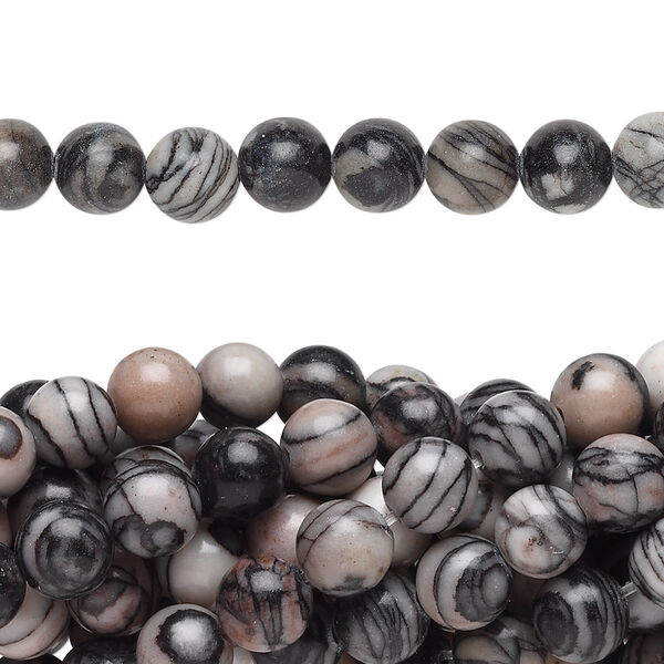Black silk stone (onyx marble) 1pkg10, round bead natural 15.5-16 inch 6mm image number 0