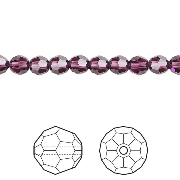 Bead 12pk amethyst, Crystal Passions® 5mm round 5000 image number 0