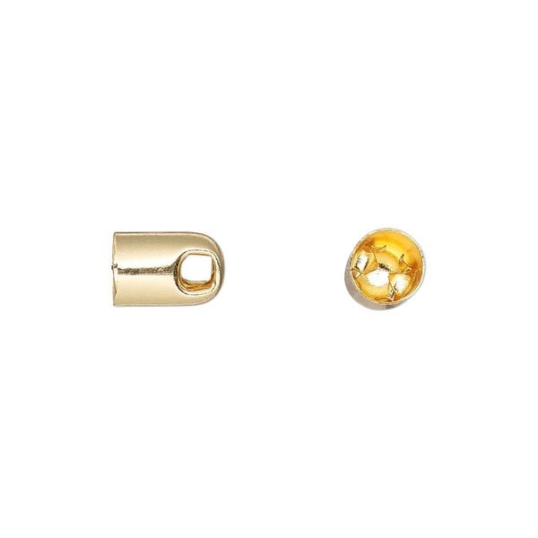 Cord end, glue-in, gold-finished brass, 9x6mm with 5mm inside diameter. Sold per pkg of 50. image number 0
