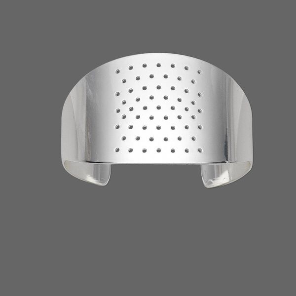 Bracelet component, cuff, silver-plated brass, 1-1/2 inches wide with 59 holes, adjustable from 7-1/2 to 8 inches. Sold individually. image number 0