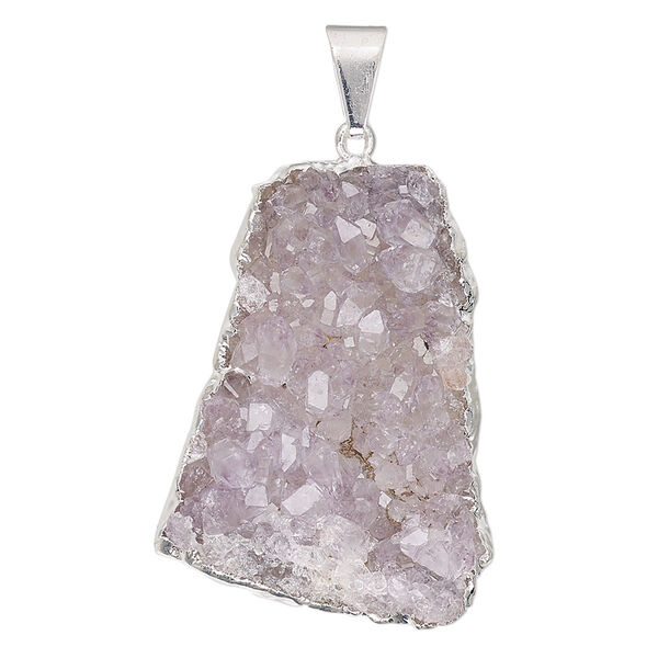 Druzy agate / copper / brass 1pkg1, silver-plated freeform pendant natural 25x25mm-35x35mm image number 0
