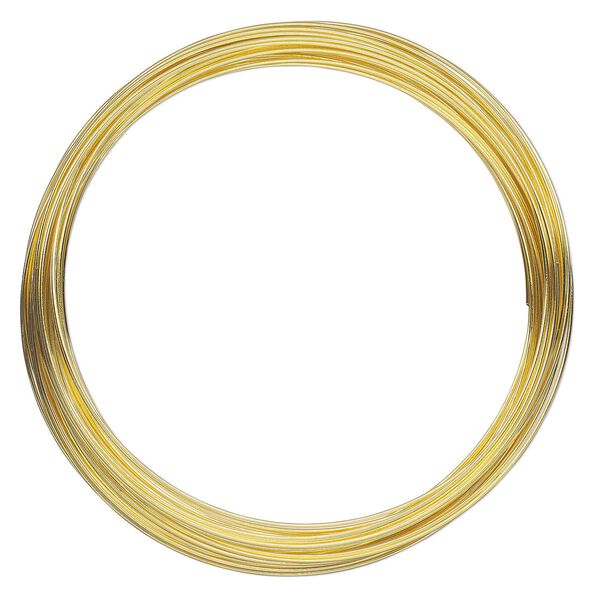 Memory wire, Beadalon®, gold-plated carbon steel, 2-3/4-inch round bracelet, 0.65mm thick. Sold per 1-ounce pkg, approximately 56 loops. image number 0