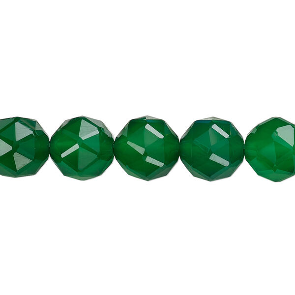 Green agate 1pkg1, rose-cut round bead B+ grade, 8 inch 8mm image number 0