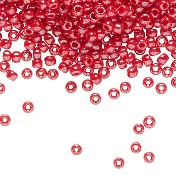 Seed bead, TOHO BEADS®, glass, pkg/250g, #8 round, opaque luster cherry (TR-08-125). image number 0