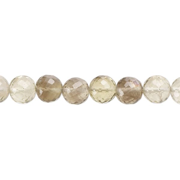 Lemon smoky quartz 1pkg1, hand-cut micro-faceted round bead 8 inch 6-7mm image number 0