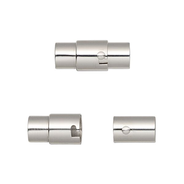 Clasp, magnetic, stainless steel, 18x8mm locking round tube with glue-in ends. Sold individually. image number 0