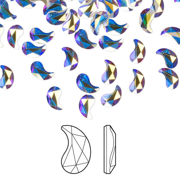 Flat back 24pk crystal AB foil back, Crystal Passions® 6x3.7mm paisley y 2365 image number 0