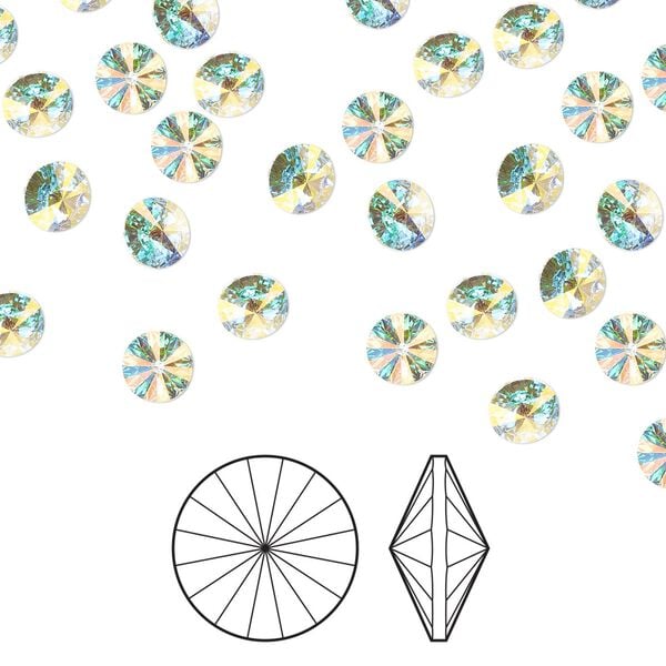 Chaton 144pk crystal AB foil back, Preciosa MAXIMA Czech crystal rhinestone 8.16-8.41mm rivoli SS39 image number 0
