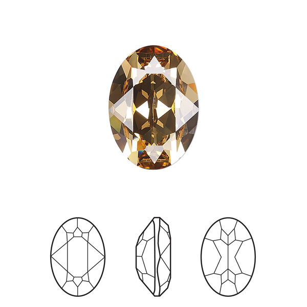 Fancy stone 48pk light Colorado topaz foil back, Swarovski® 18x13mm oval 4120 image number 0
